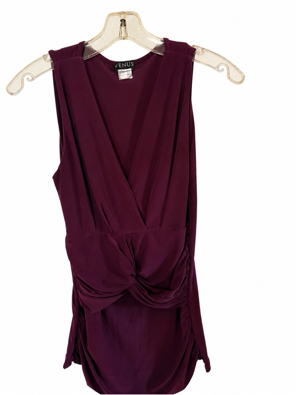 VENUS Plum Twist-Front Sleeveless Dress